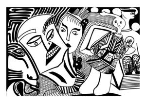 Marie Donin - Rencontre culturelle - abstrait noir et blanc