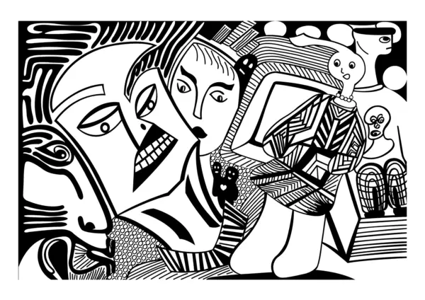 Marie Donin - Rencontre culturelle - abstrait noir et blanc