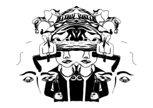 Marie Donin - Double esquisse de l'amour - abstrait noir et blanc