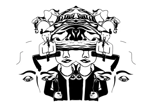 Marie Donin - Double esquisse de l'amour - abstrait noir et blanc