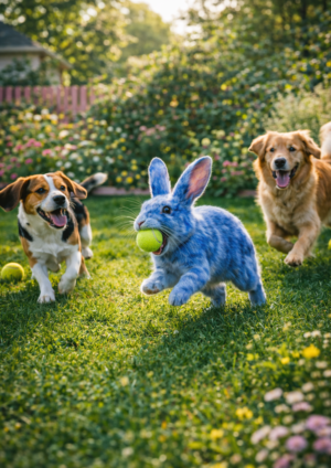 The Little Blue Rabbit runs fast – 29.7 x 42 cm