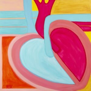 Heart, acrylic and chalk on canvas, 100x100cm