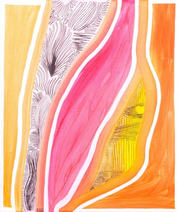 Éruption, acrylique et encre de Chine sur toile, 46x55cm