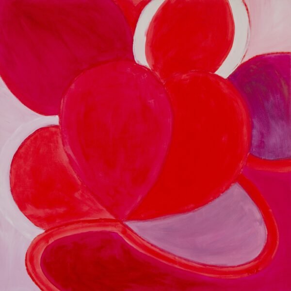 Galets Rouges, acrylique et craie grasse sur toile, 80x80cm