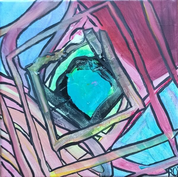 Nebulosa II, papel acrílico y adhesivo sobre lienzo, 20x20cm