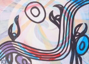 Rayon, acrylic and Indian ink on canvas, 50x60cm