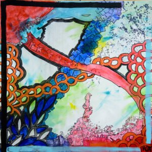 Hourglass, acrylic and felt on canvas, 100x100cm