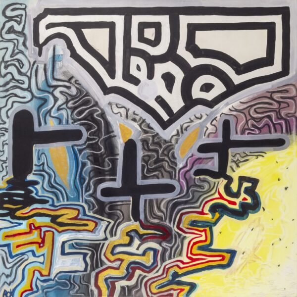 Vitrail, acrylique et craie grasse sur toile, 100x100cm