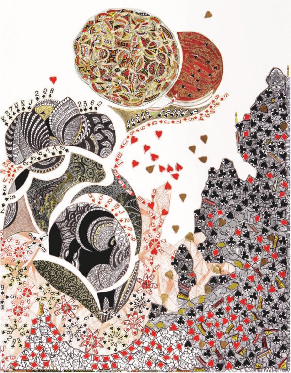 Châteaux de Cartes - série complètes de 12 œuvres dont 1 triptyque, numérotée et signée, sur papier fine art Hahnemühle 290 gr - 21x29,7 cm (x14)