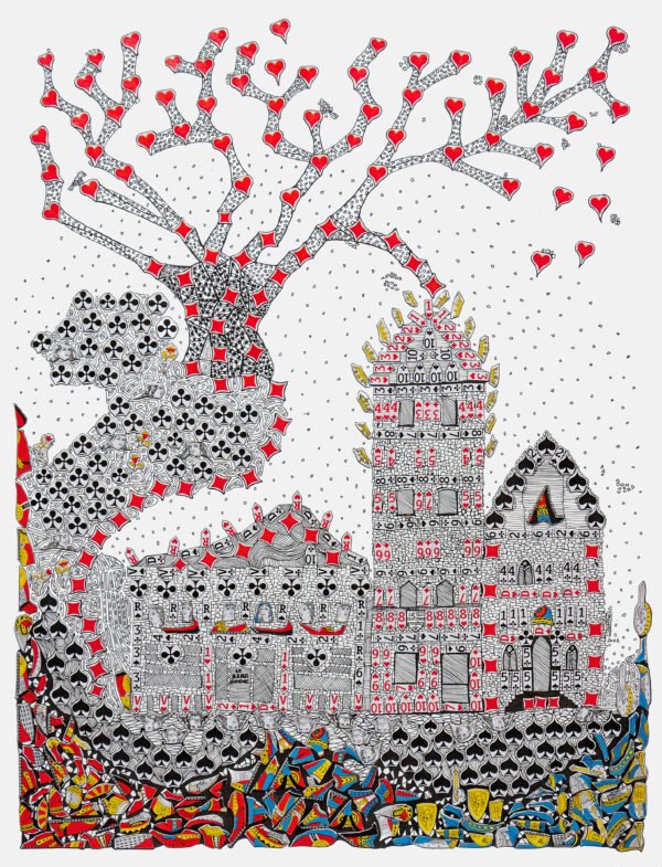 Châteaux de Cartes - série complètes de 12 œuvres dont 1 triptyque, numérotée et signée, sur papier fine art Hahnemühle 290 gr - 21x29,7 cm (x14)