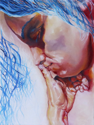 Thinker explore un moment de calme et d’introspection. Grâce à un travail expressif de la matière et à des contrastes de couleurs subtils, l’œuvre crée une connexion personnelle et intime avec le regardeur.