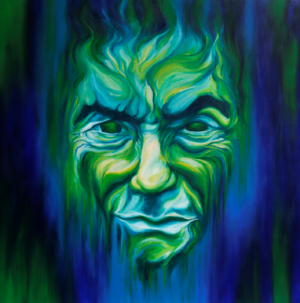 Portrait en expressionnisme contemporain – Stranger, peinture originale d’Ewa Hewelt