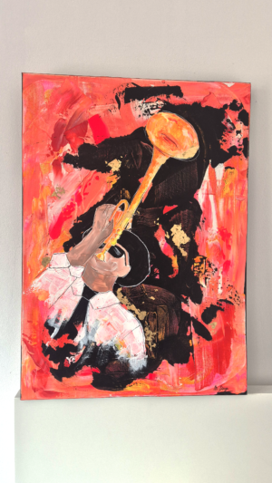 peinture acrylique sur châssis musicien